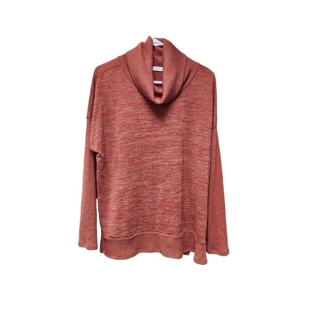 Cherish Large Red Rust Long Sleeve Cowl Neck Sweater‎